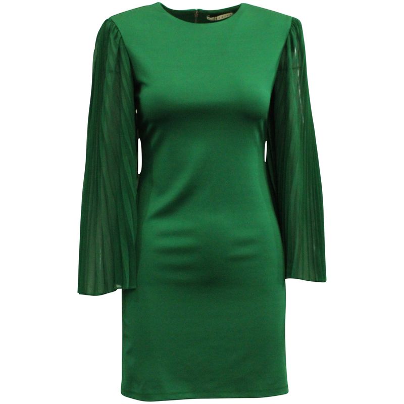 Alice + Olivia Butterfly Sleeve Dress In Green Viscose